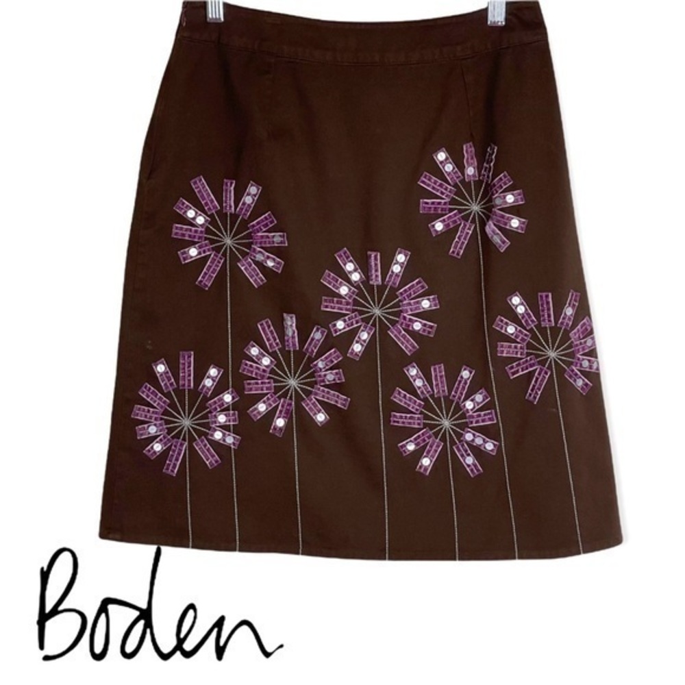 Boden 100% Cotton Skirt with Velvet Ribbon & Sequin Detail NWOT